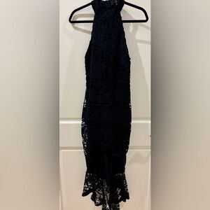 Missguided Black Lace Midi Dress